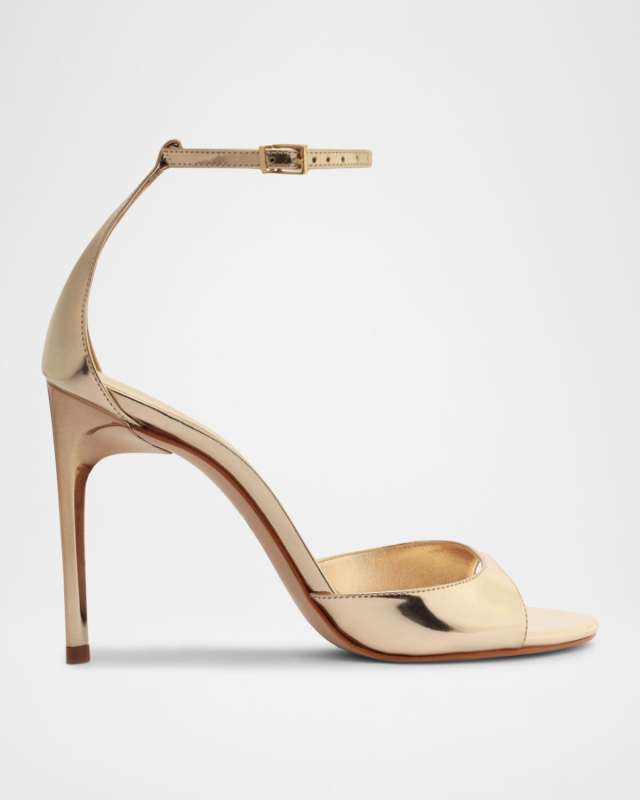 Scarlett Metallic Leather Ankle-Strap Stiletto Sandals